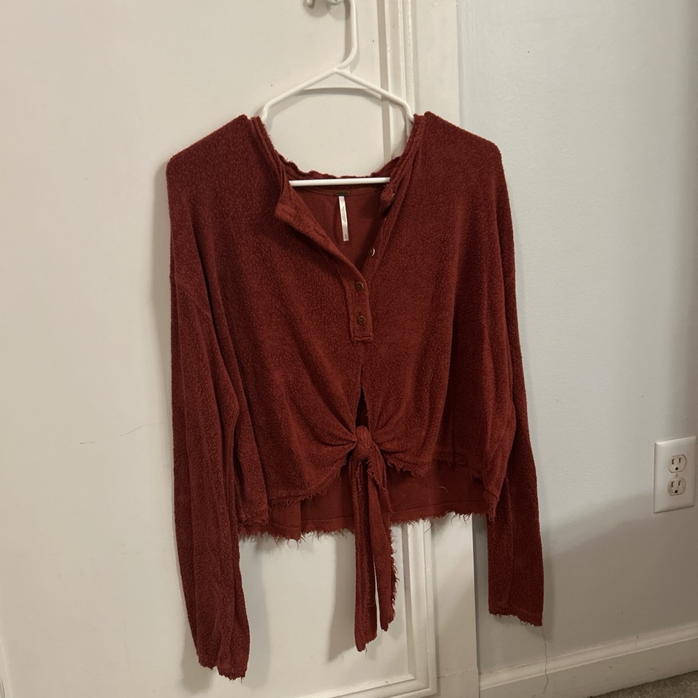 Rust Tie-Front Cardigan